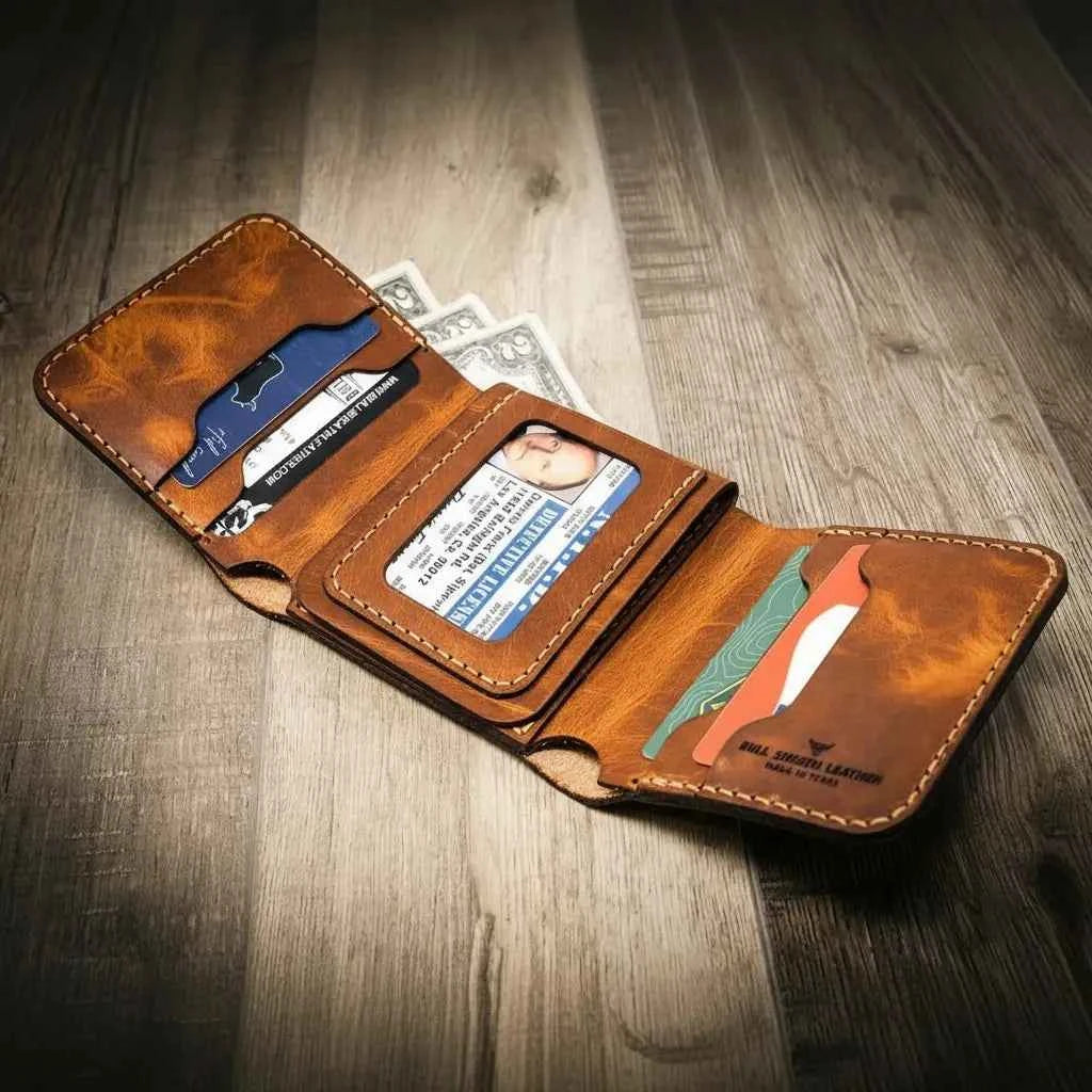 Badge Trifold Wallet Bull Sheath Leather