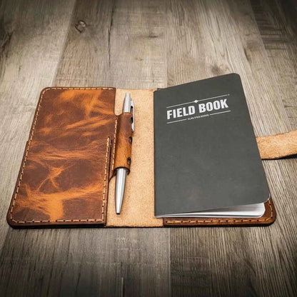 Leather Field Notes Cover -  Chestnut Brown Bull Sheath Leather