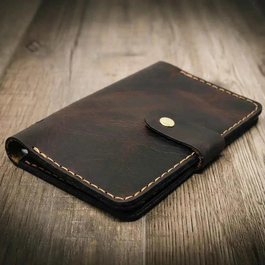 Leather Field Notes Cover -  Walnut Brown Bull Sheath Leather