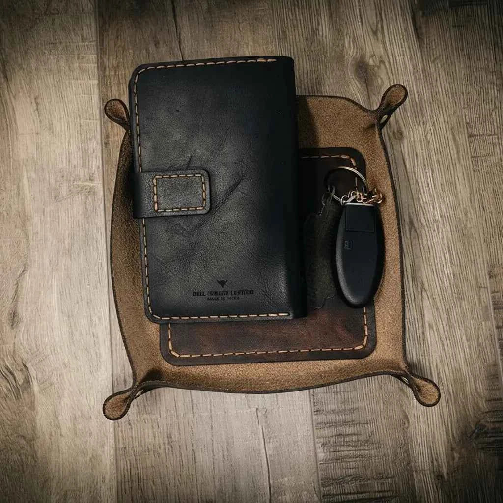 Valet Tray - Walnut Bull Sheath Leather