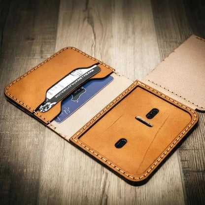 Minimalist Badge Wallet - Saddle Tan Bull Sheath Leather