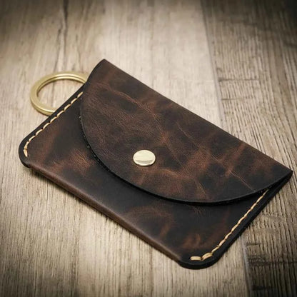 The Richmond Leather Keychain Wallet in Walnut Brown Bull Sheath Leather