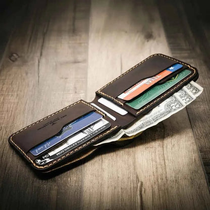 Western Bifold Wallet - Walnut Brown Bull Sheath Leather