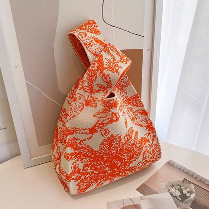 Retro Pattern Knit Storage Pouch - Wolvess