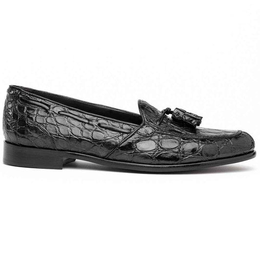 11-582-BLK FRANCO Crocodile Tassel Loafer, Black Zelli Italia