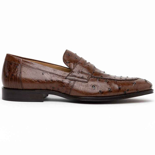 13-500-BRN ROMA Ostrich Quill Penny Loafer, Brown Zelli Italia