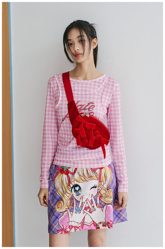 Red Velvet Bow Belt Bag Pack - Wolvess