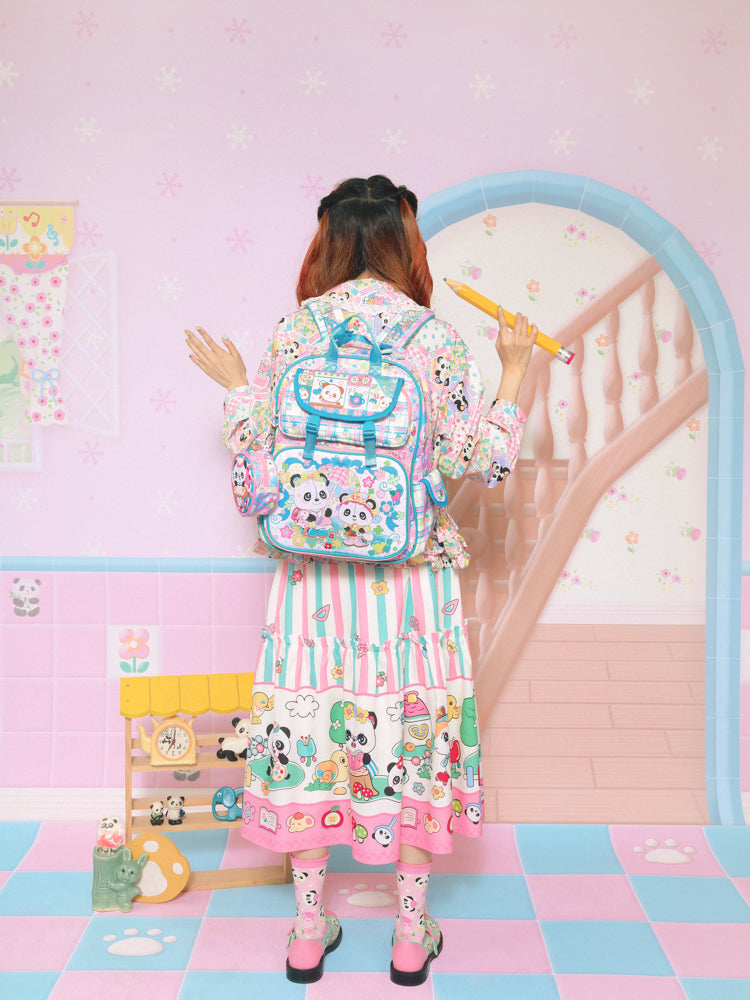 Sweet Panda Tea Adventure School Backpack - Wolvess