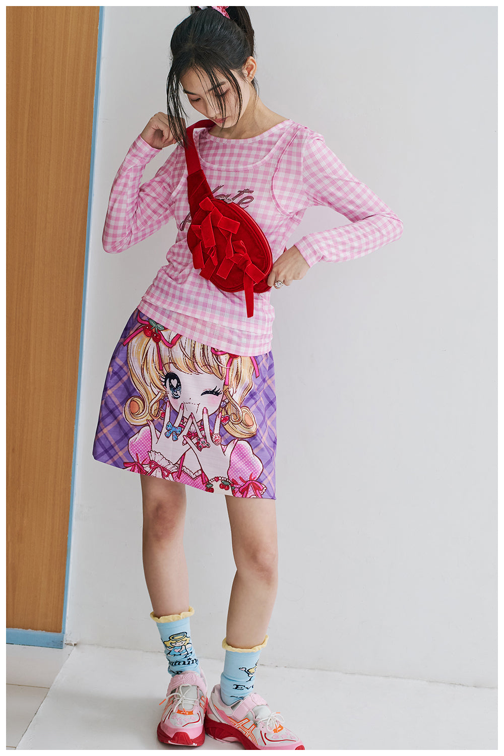 Red Velvet Bow Belt Bag Pack - Wolvess