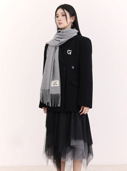 Fragile Heart Signature White Fringed Scarf - Luxe Winter Accessory - Wolvess