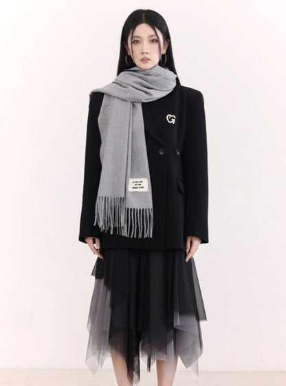 Fragile Heart Signature White Fringed Scarf - Luxe Winter Accessory - Wolvess