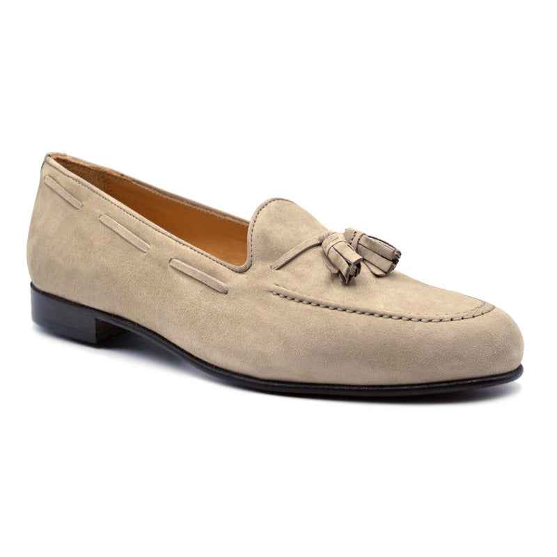 16-580-BON NAPLES Italian Kid Suede Tassel Loafer, Bone Zelli Italia