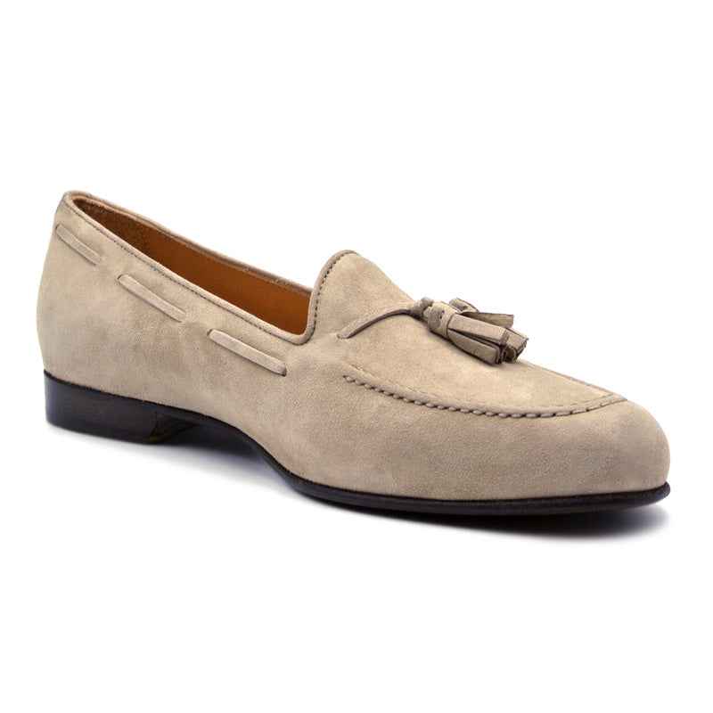 16-580-BON NAPLES Italian Kid Suede Tassel Loafer, Bone Zelli Italia