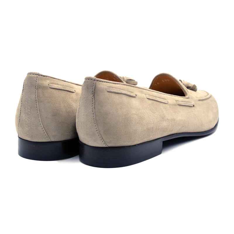 16-580-BON NAPLES Italian Kid Suede Tassel Loafer, Bone Zelli Italia