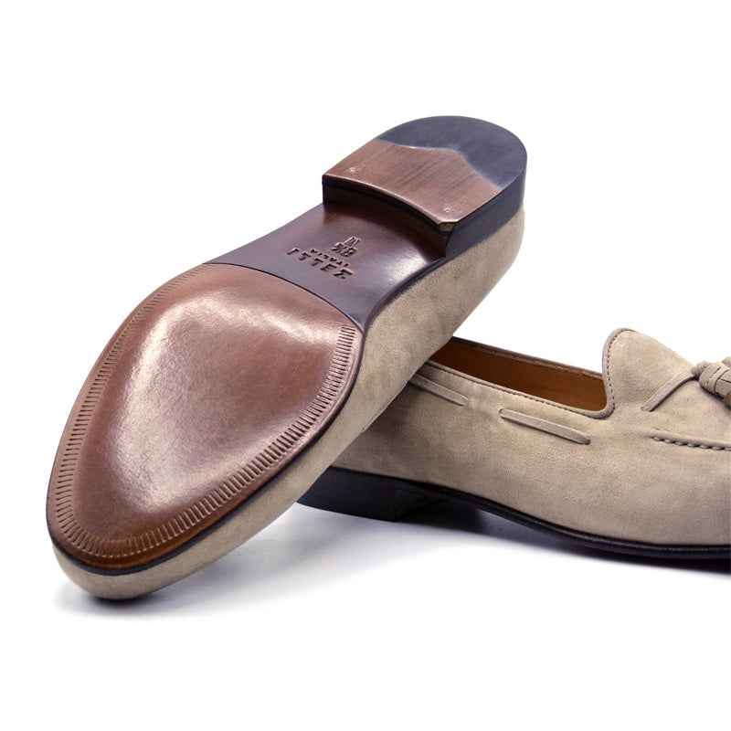16-580-BON NAPLES Italian Kid Suede Tassel Loafer, Bone Zelli Italia
