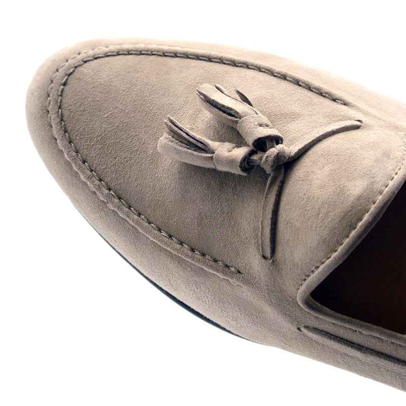 16-580-BON NAPLES Italian Kid Suede Tassel Loafer, Bone Zelli Italia