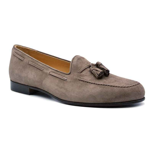 16-580-MOC NAPLES Italian Kid Suede Tassel Loafer, Mocha Zelli Italia