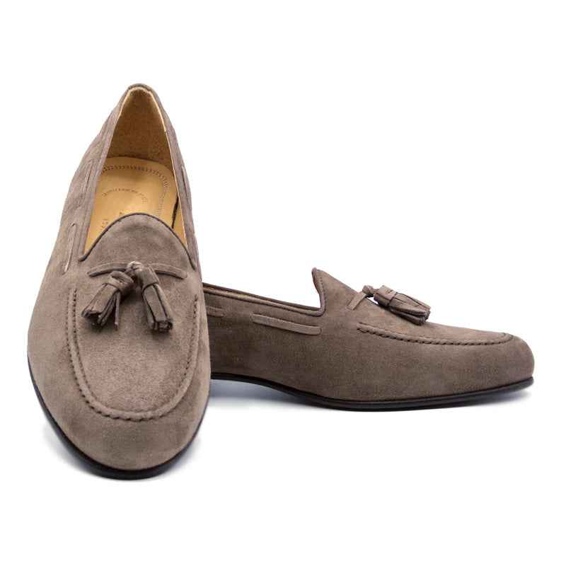 16-580-MOC NAPLES Italian Kid Suede Tassel Loafer, Mocha Zelli Italia