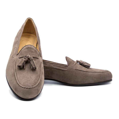 16-580-MOC NAPLES Italian Kid Suede Tassel Loafer, Mocha Zelli Italia