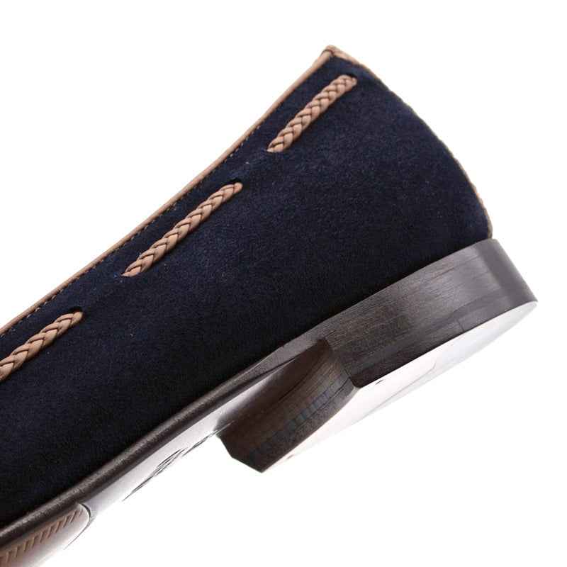 16-584-NVY NAPLES Italian Kid Suede with Embossed Crocodile Tassel Loafer, Navy Zelli Italia
