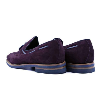 16-625-BDX CRAWFORD Sueded Goatskin & Crocodile Tassel Loafer, Bordeaux Zelli Italia