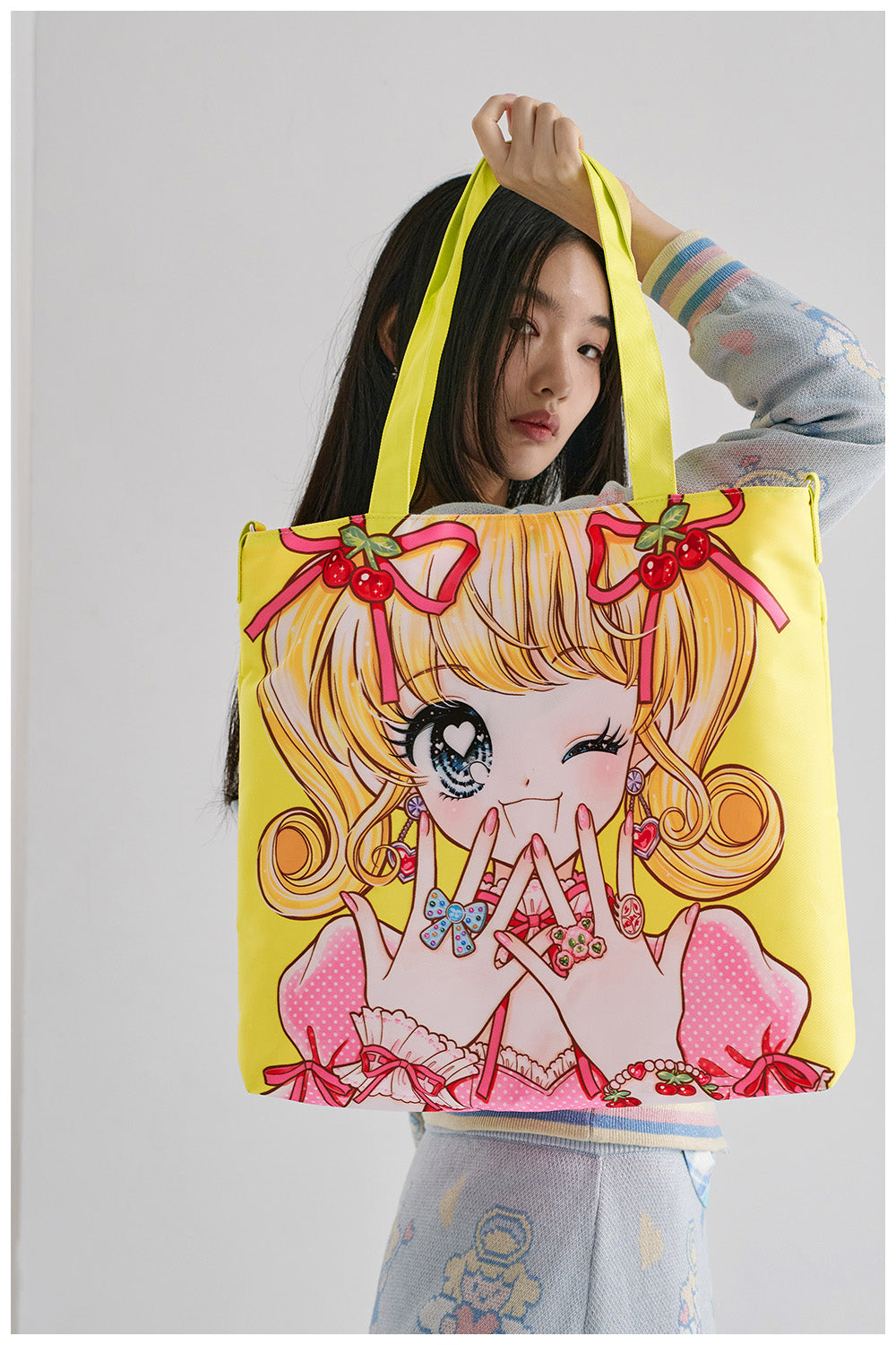 Sweet Anime Girl Printed Tote Bag - Wolvess