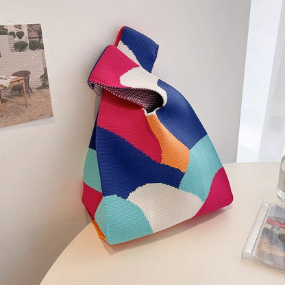 Retro Pattern Knit Storage Pouch - Wolvess