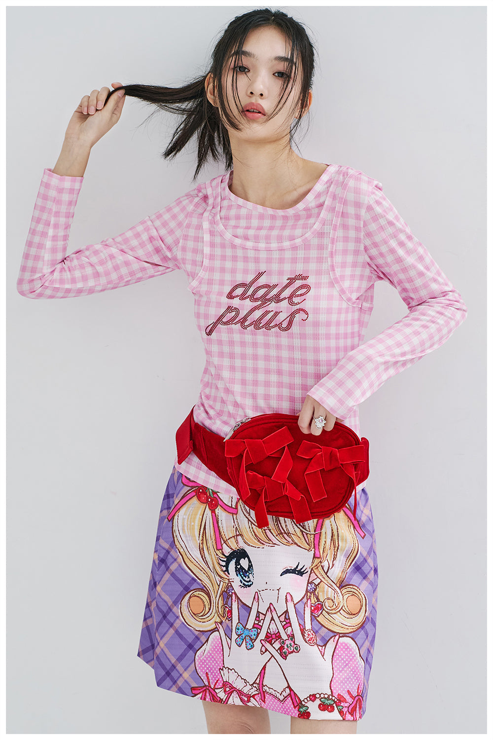 Red Velvet Bow Belt Bag Pack - Wolvess