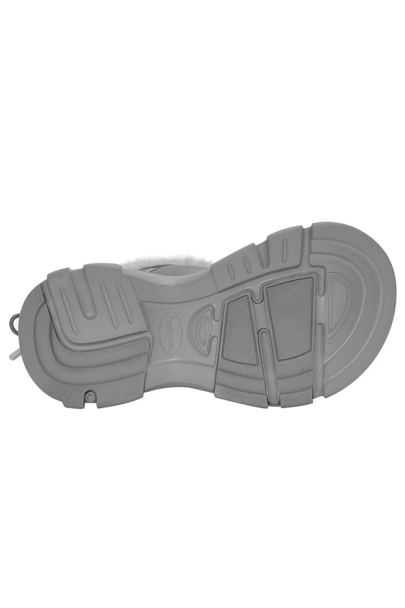 Light Grey Winter Boot with White Faux Fur Trim - Wolvess