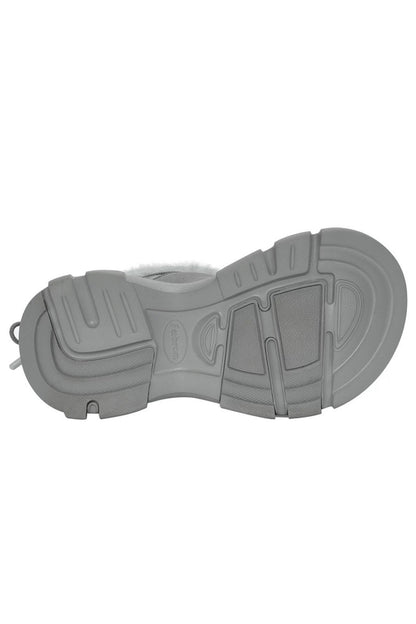 Light Grey Winter Boot with White Faux Fur Trim - Wolvess