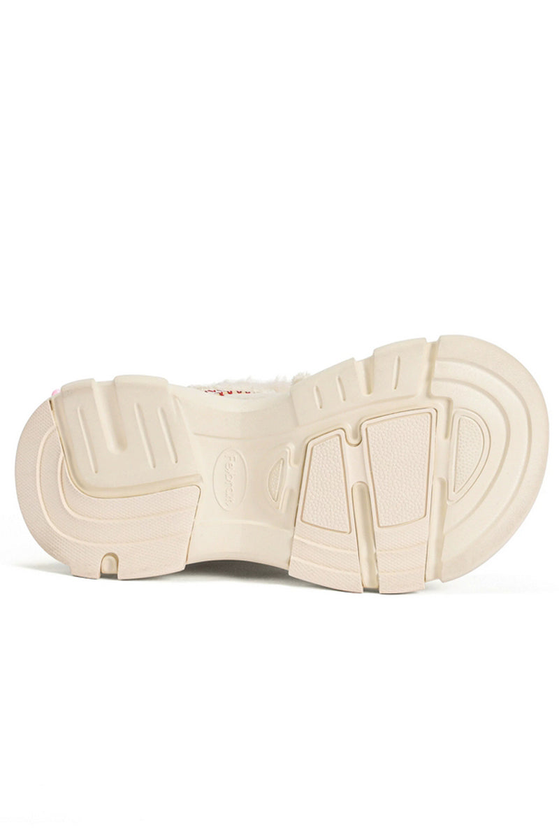 Furry Platform Snow Boots Cream - Wolvess