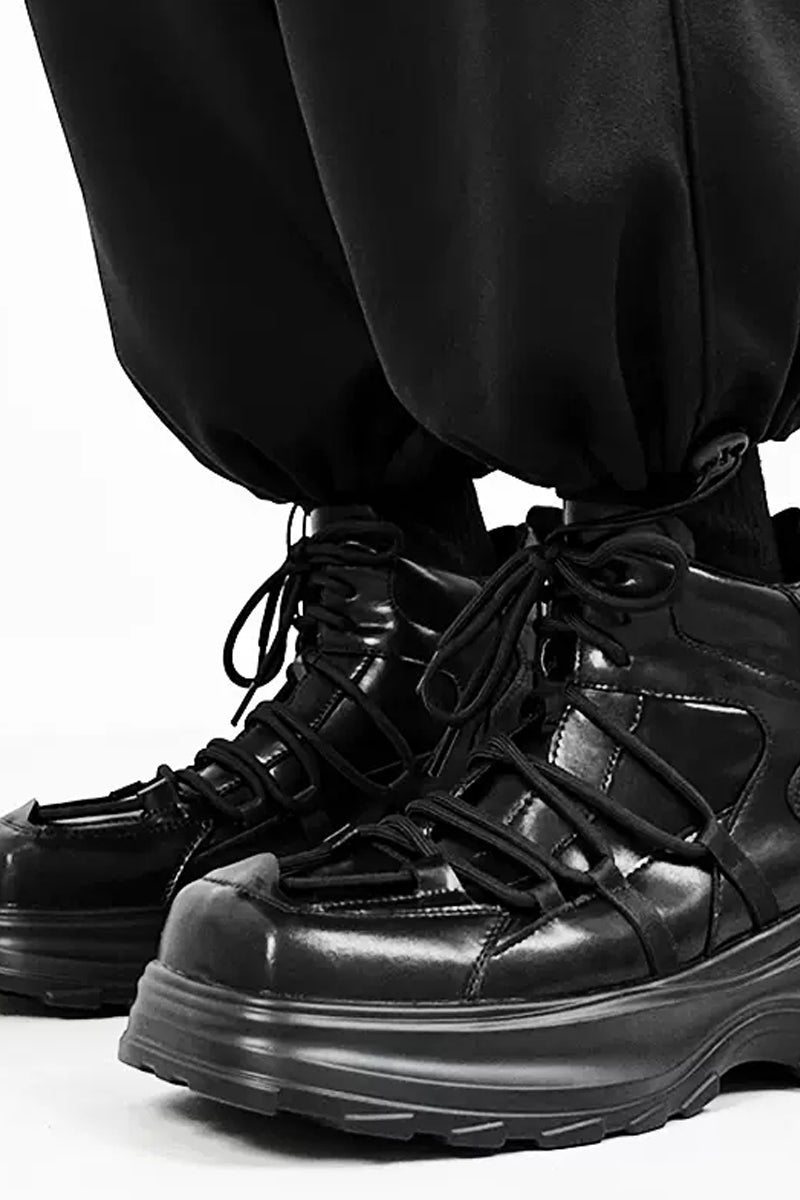 Black Chunky Platform High-Top Sneakers - Wolvess