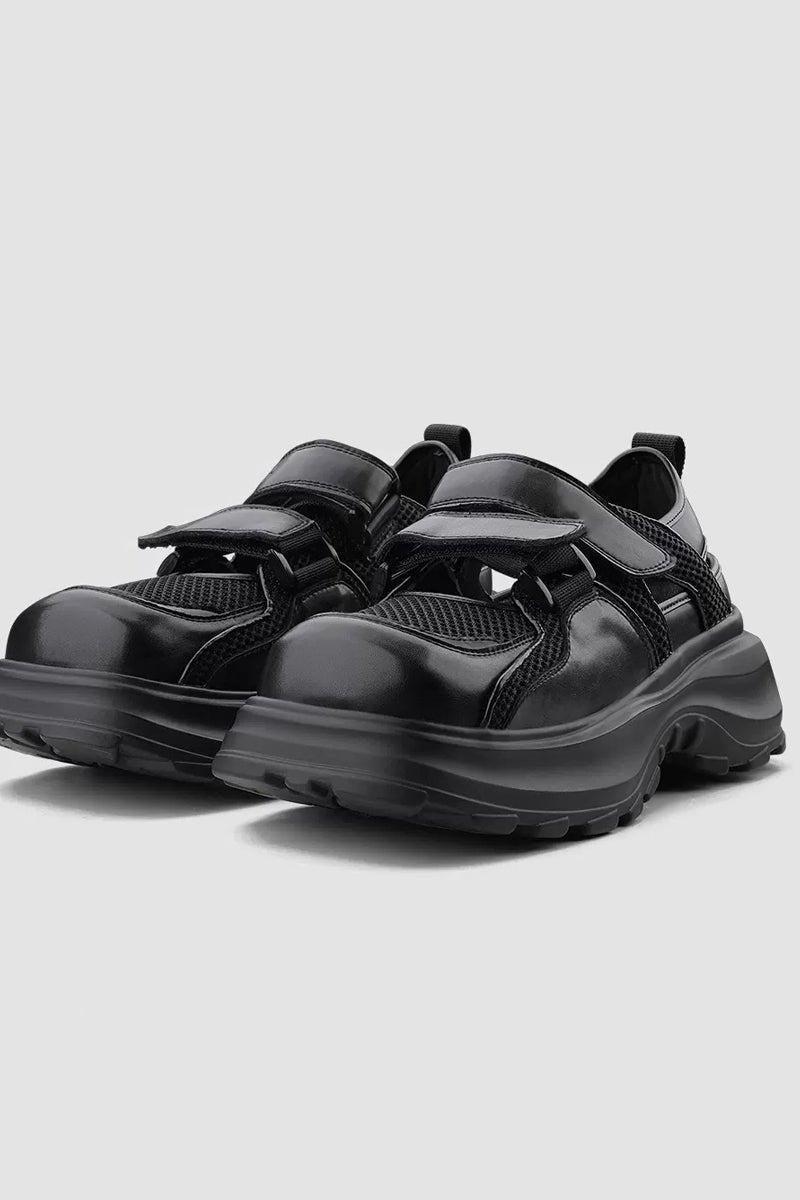 Black Platform Mesh Sneakers - Wolvess