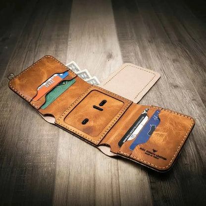 Badge Trifold Wallet Bull Sheath Leather
