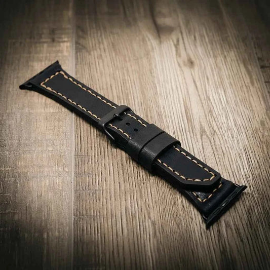 Apple Watch Leather Band - Black Bull Sheath Leather