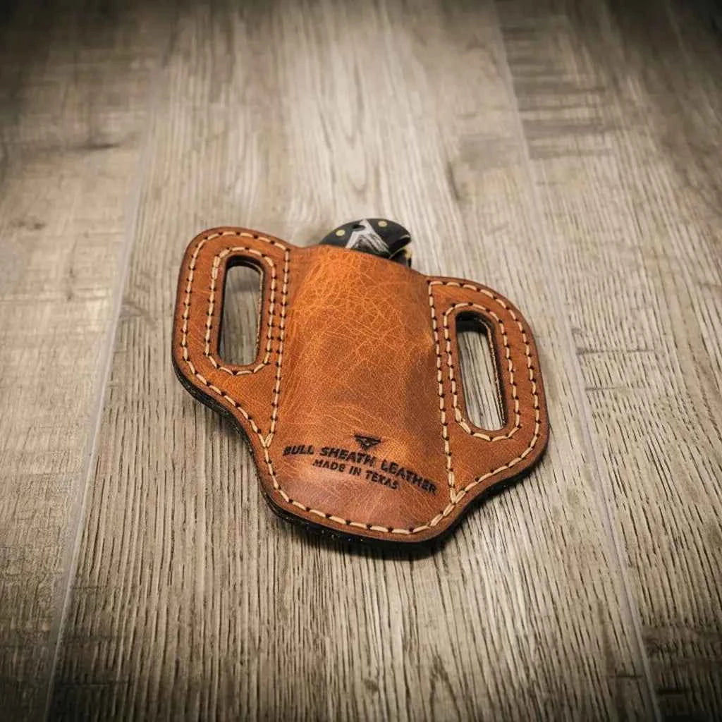 Custom Leather Knife Sheath - Chestnut Brown Bull Sheath Leather