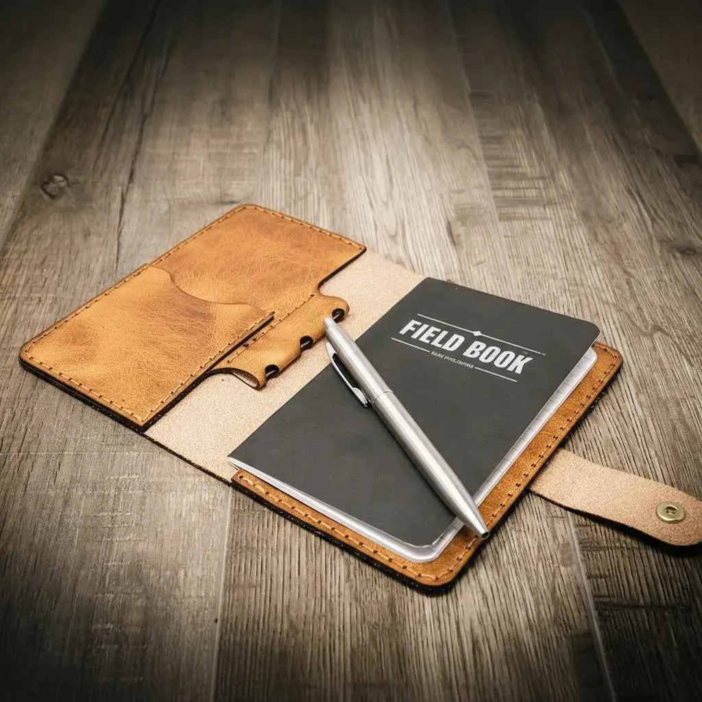 Leather Field Notes Cover -  Saddle Tan Bull Sheath Leather