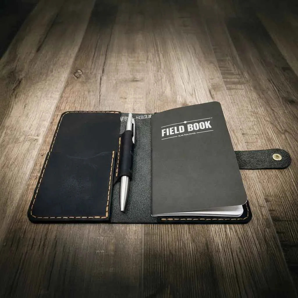Leather Field Notes Cover -  Black Bull Sheath Leather