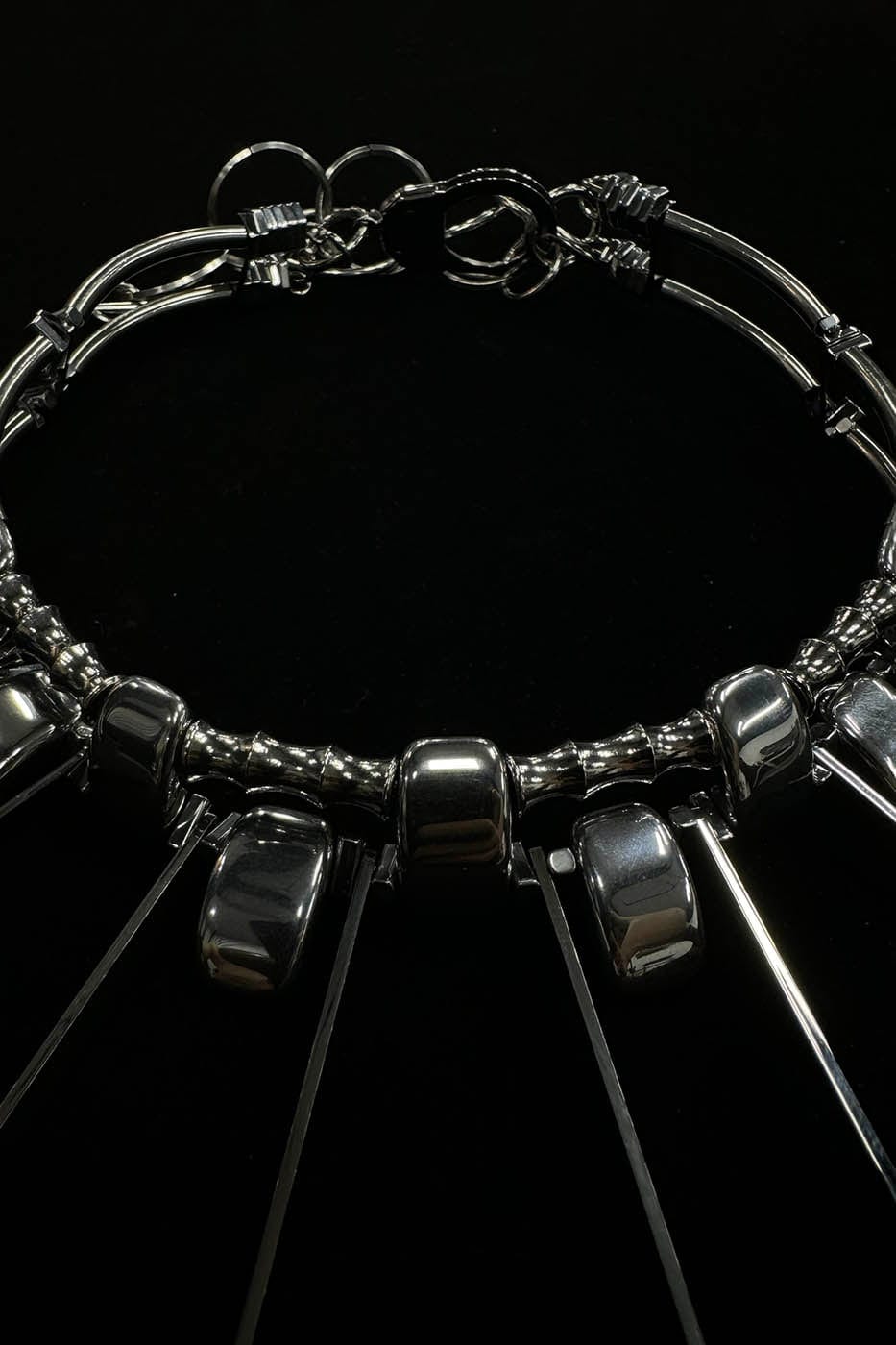 Double-Strand Metallic Spike Choker Necklace - Wolvess