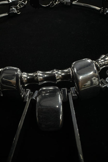 Double-Strand Metallic Spike Choker Necklace - Wolvess