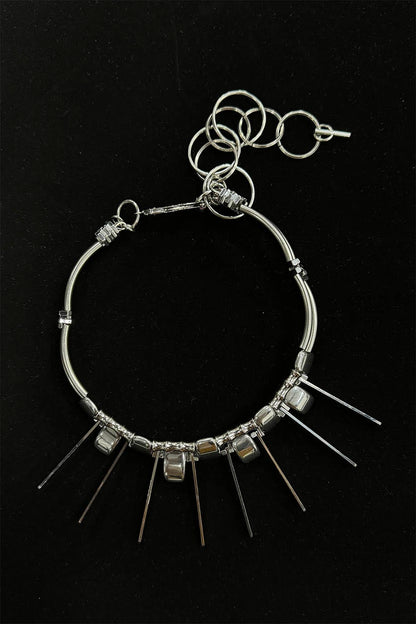 Double-Strand Metallic Spike Choker Necklace - Wolvess