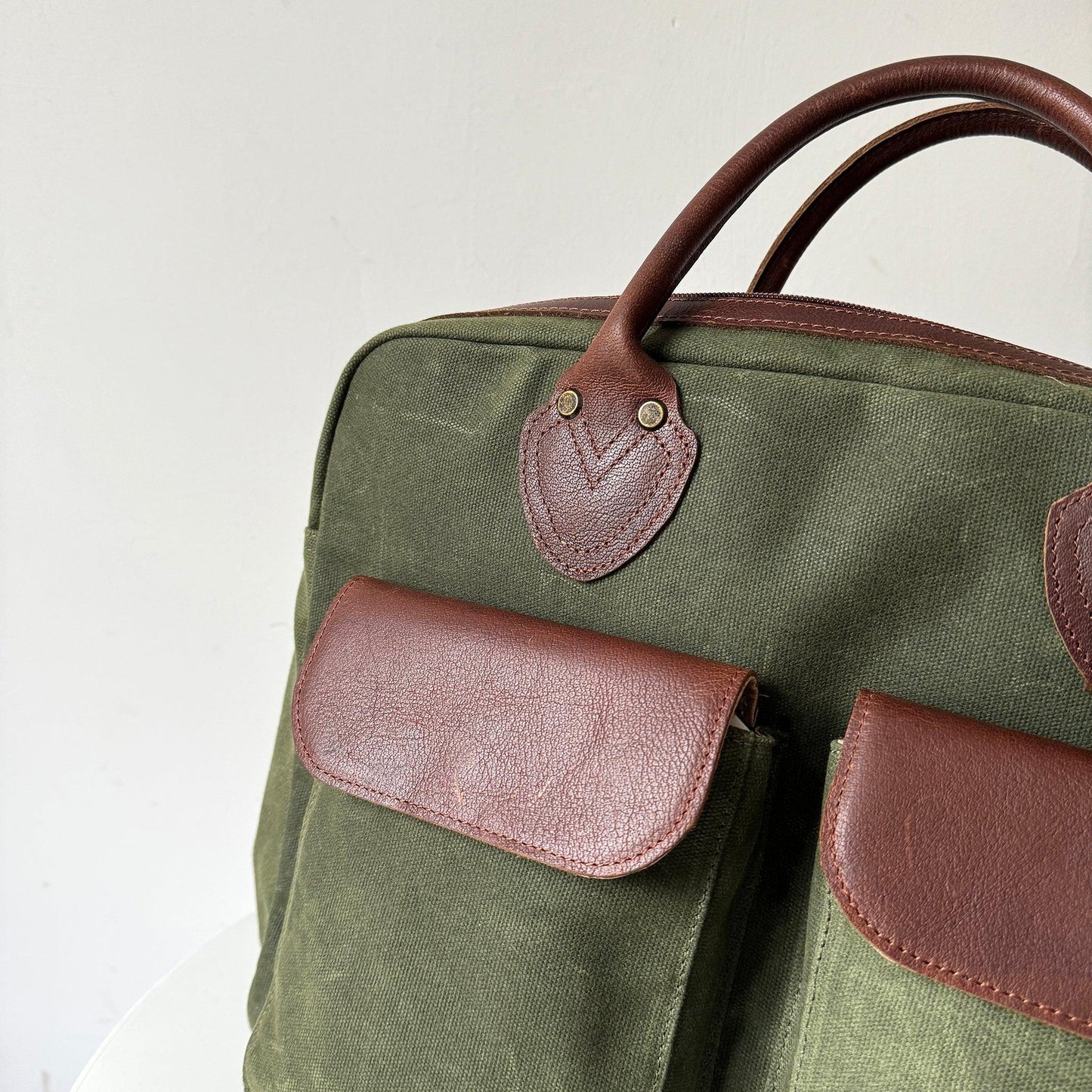 Laptop Bag, Maxwell Waxed Canvas Briefcase with Top Zipper MiamiLeathers.com