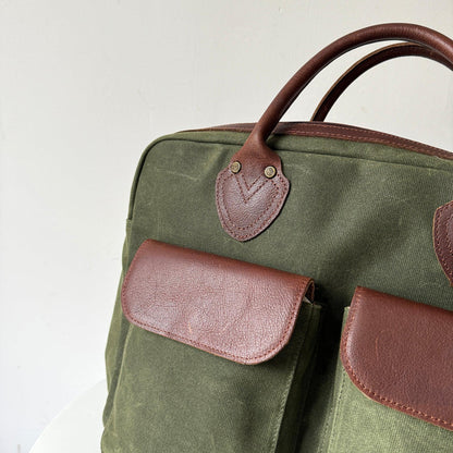 Laptop Bag, Maxwell Waxed Canvas Briefcase with Top Zipper MiamiLeathers.com