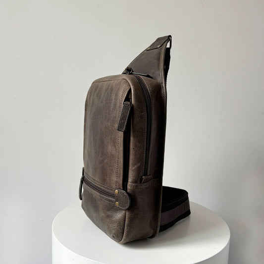 Full-Grain Crazy Horse Leather Sling Bag – Rugged Style, Two-Way Carry MiamiLeathers.com