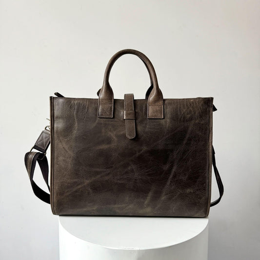Full-Grain Crazy Horse Leather Briefcase MiamiLeathers.com
