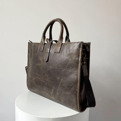 Full-Grain Crazy Horse Leather Briefcase MiamiLeathers.com