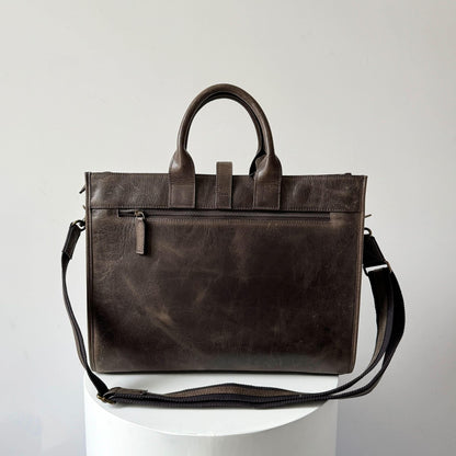 Full-Grain Crazy Horse Leather Briefcase MiamiLeathers.com