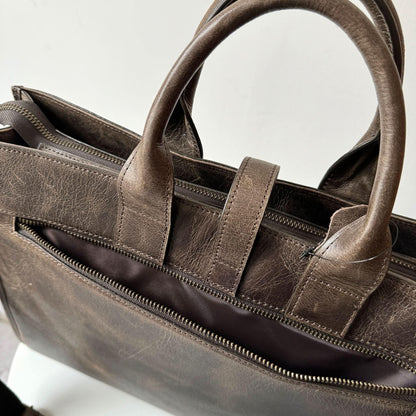 Full-Grain Crazy Horse Leather Briefcase MiamiLeathers.com