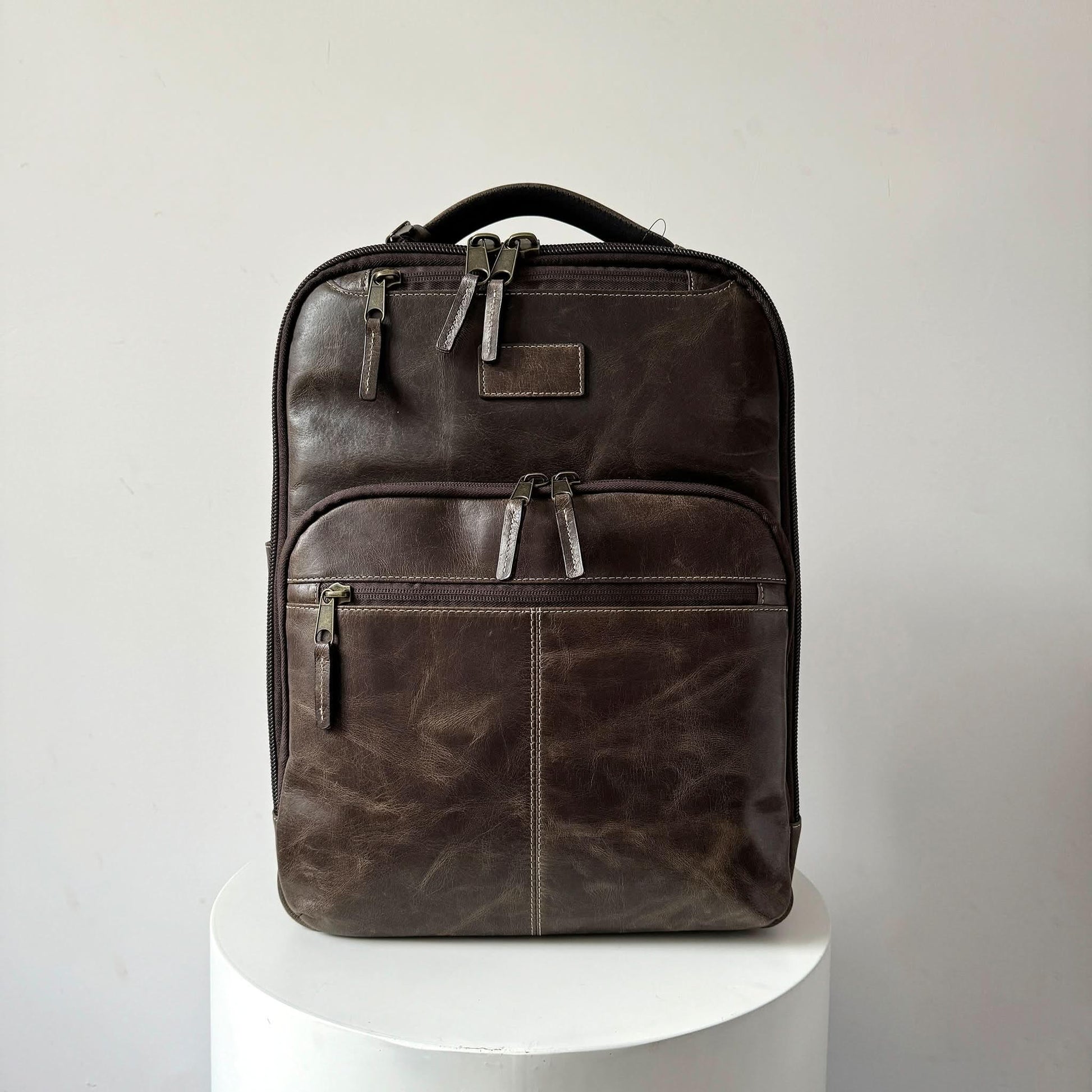 Crazy Horse Full-Grain Leather Laptop Backpack – Premium, Rugged & Stylish MiamiLeathers.com