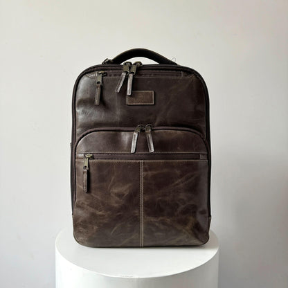 Crazy Horse Full-Grain Leather Laptop Backpack – Premium, Rugged & Stylish MiamiLeathers.com